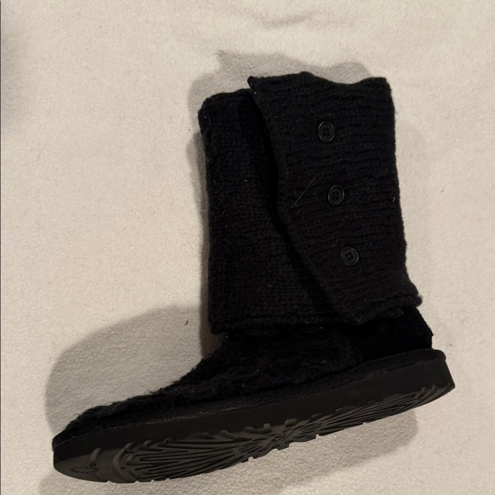 UGG Black Ankle Boots with Button Detail - Picture 8 of 9